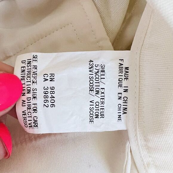 Theory Marsienna White Cotton Blend Tapered Trouser Pants - Picture 7 of 8